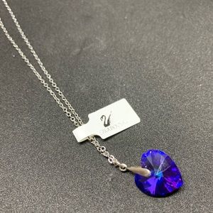 Blue & violet Swarovski heart pendant necklace